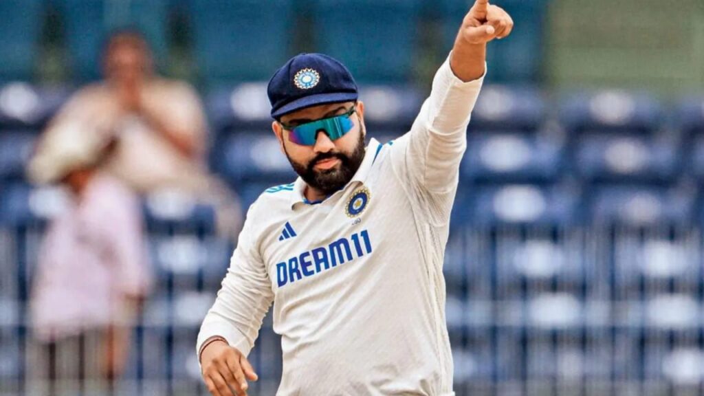 image of rohit sharma former indian test team captain while plyaing test cricket